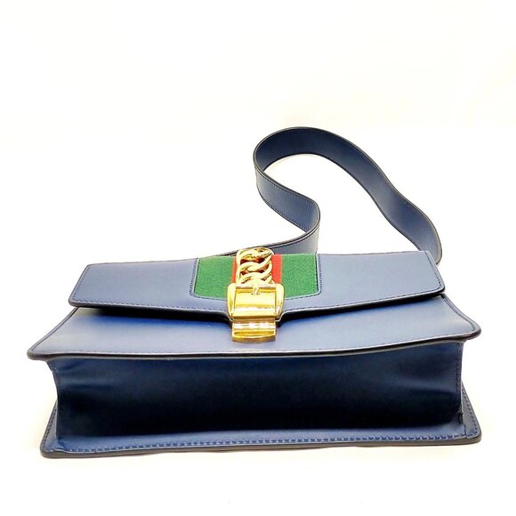 Gucci Sherry Line Navy Blue Leather Shoulder Bag mon-707-091325 - Picture 8 of 16